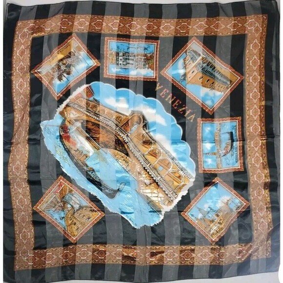 Vintage Shawl Venezia. Venezia Print. Vintage Shawl. Vintage scarf. Italy shawl. - Picture 1 of 5